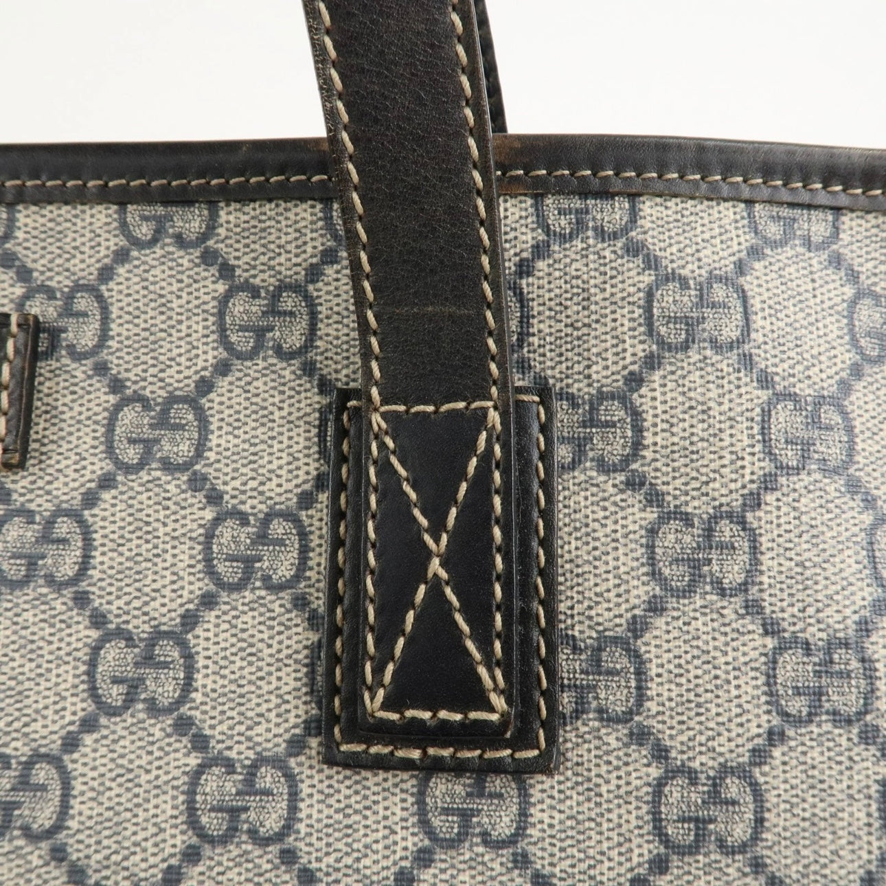 GUCCI GG Supreme Leather Tote Bag- Navy