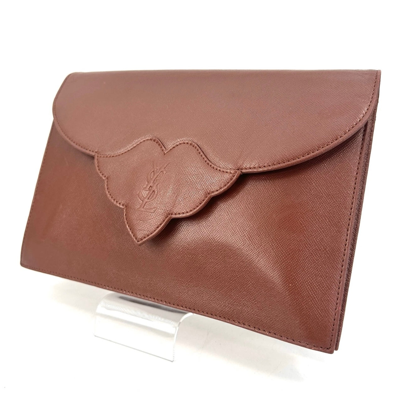 Saint Laurent Vintage Clutch Bag -Leather Brown