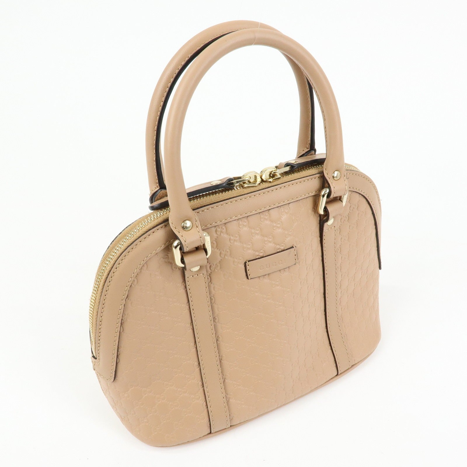 GUCCI Microguccissima Leather Bag Hand Bag Beige