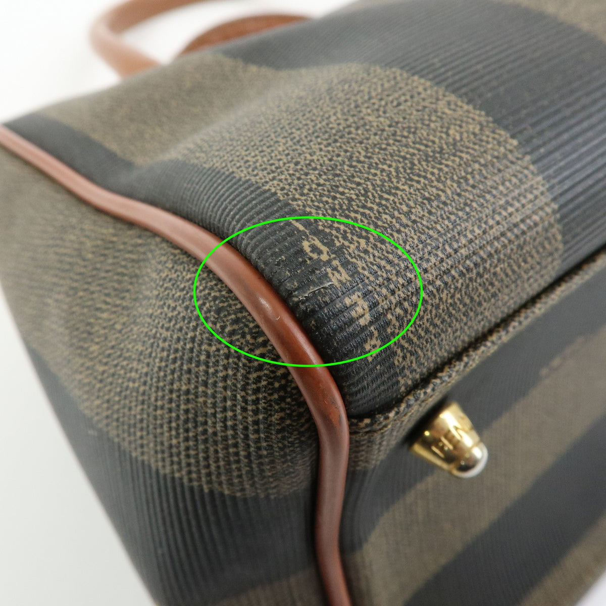 Fendi Pequin Boston Bag - Brown Beige Black, PVC Leather