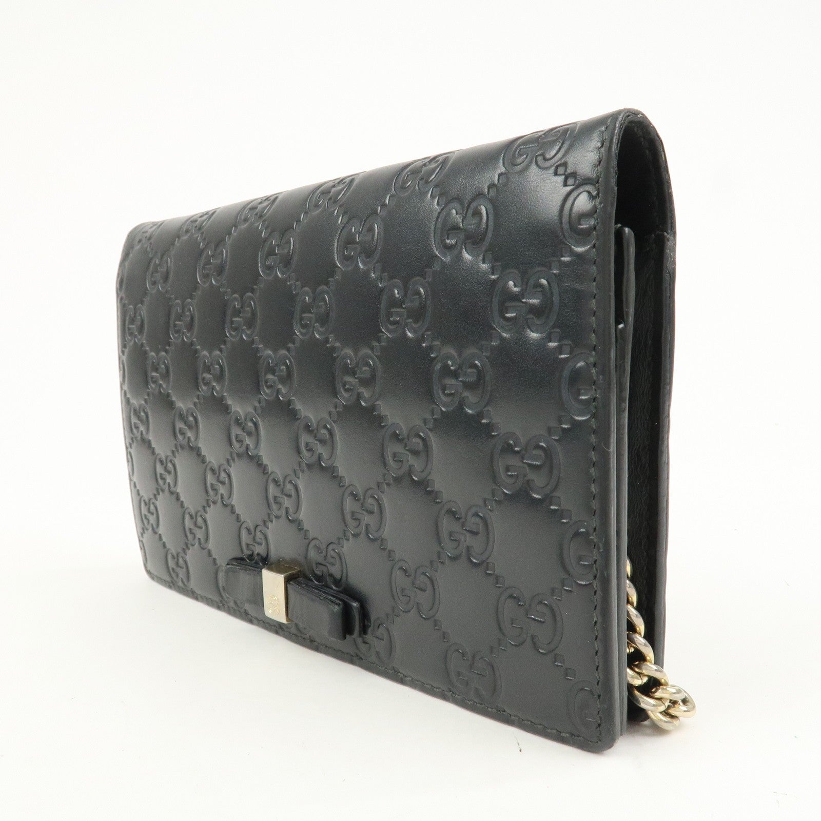 Gucci Interlocking G Guccissima Shoulder Wallet - Black, Leather