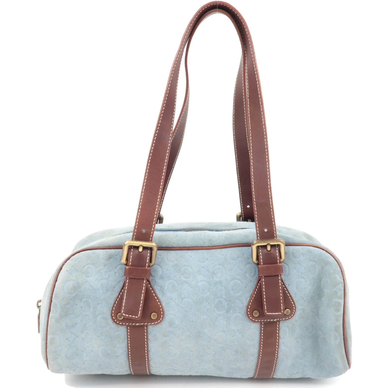 Celine C Macadam Shoulder Bag - Blue Brown, Suede Leather