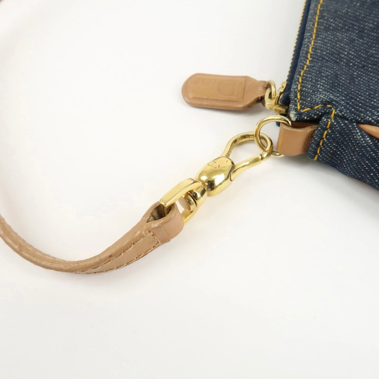 Christian Dior Saddle Pouch Denim Leather Hand Bag Shoulder Bag Indigo