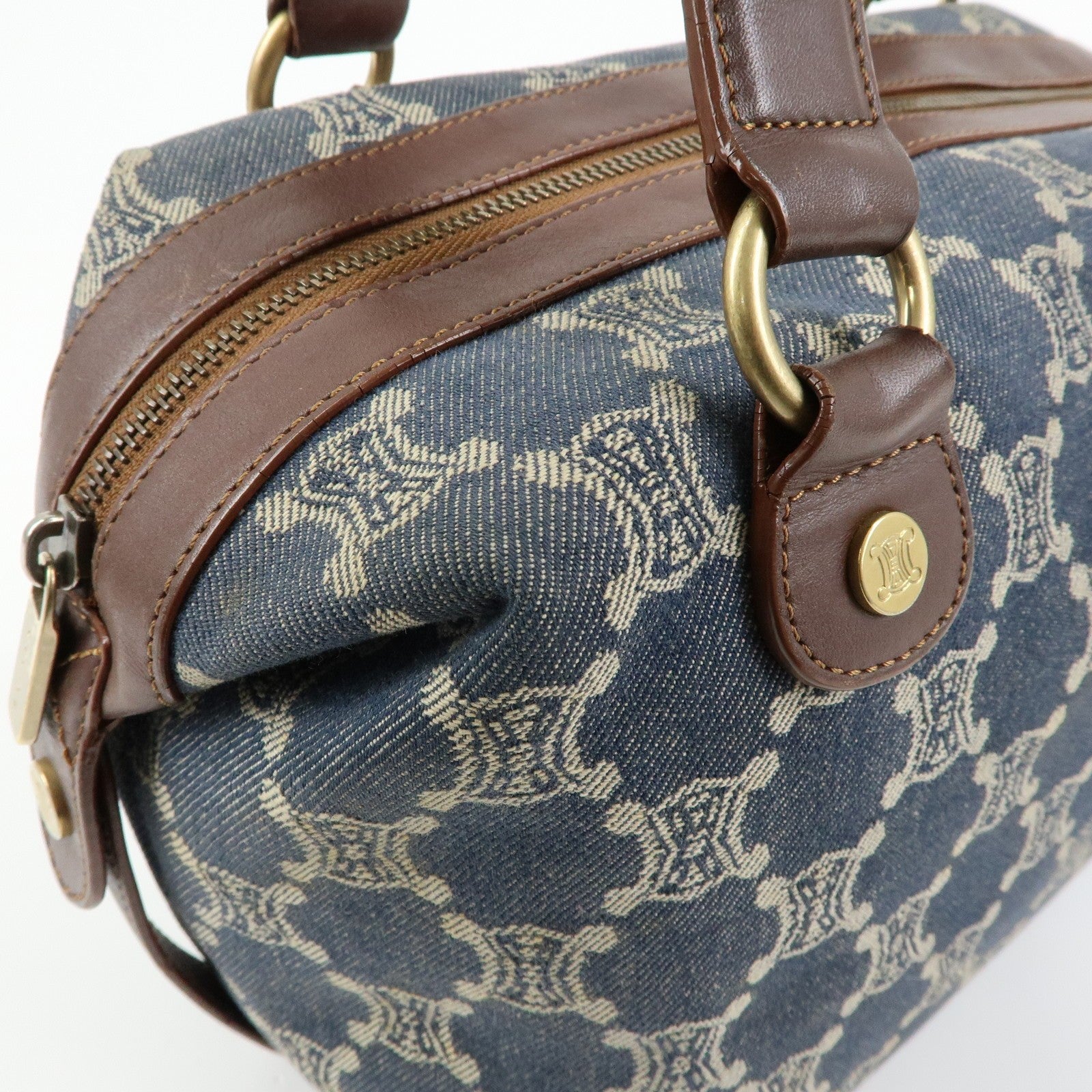 Celine Macadam Shoulder Bag - Blue, Denim and Leather