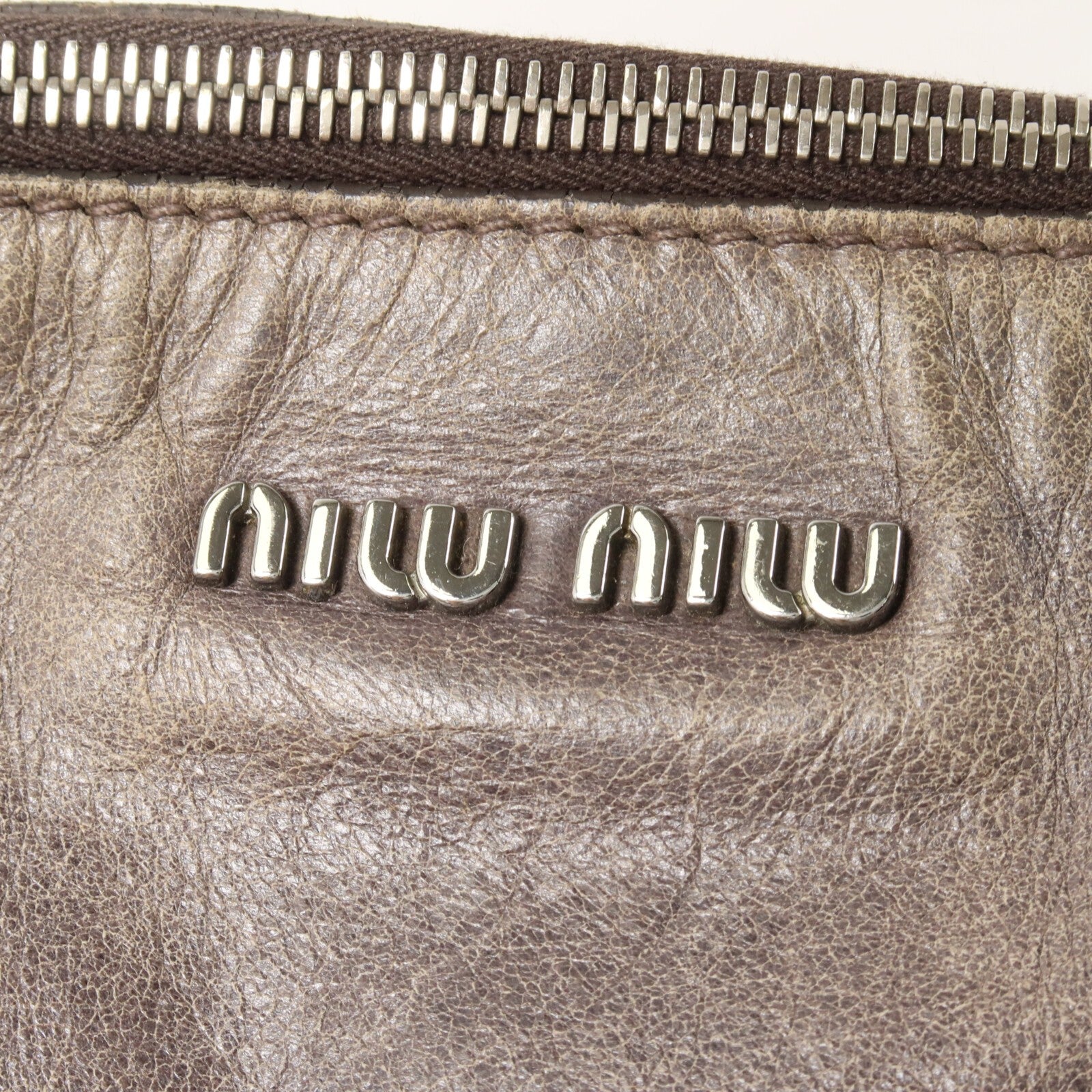 Miu Miu SHW 2 Way Shoulder Bag - Grey, Calfskin Leather