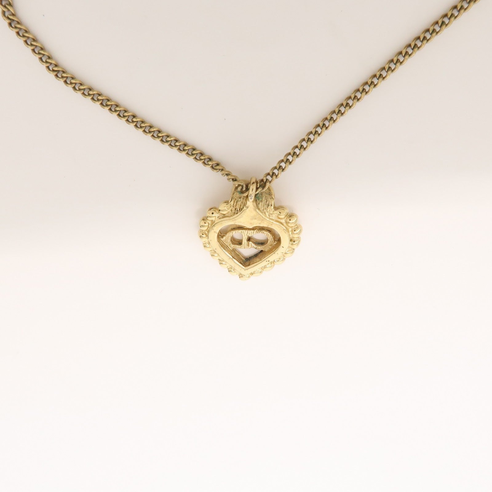 Christian Dior CD Logo Heart Necklace - Gold, Metal