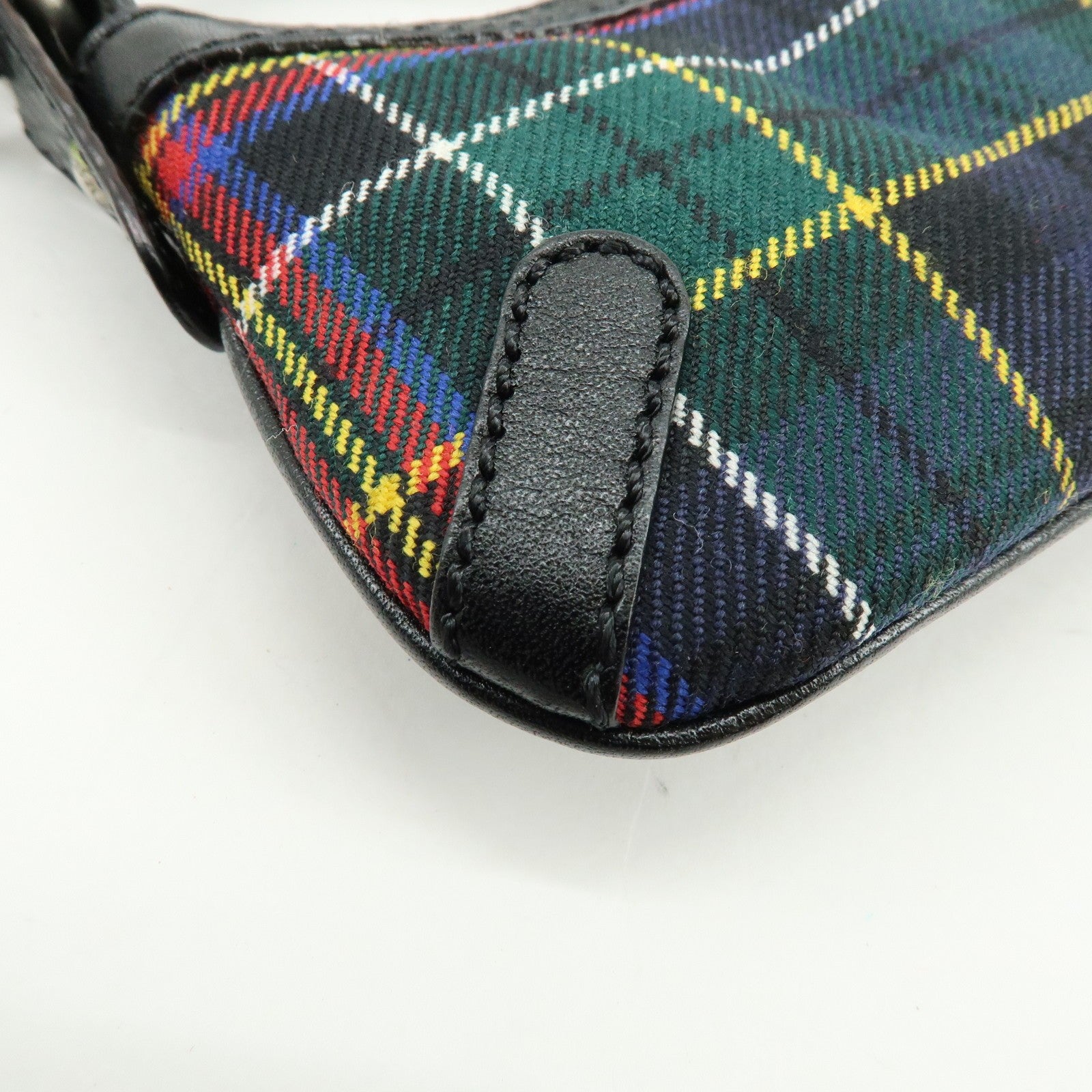 Burberry Shoulder Bag - Black, Green, Canvas, Leather