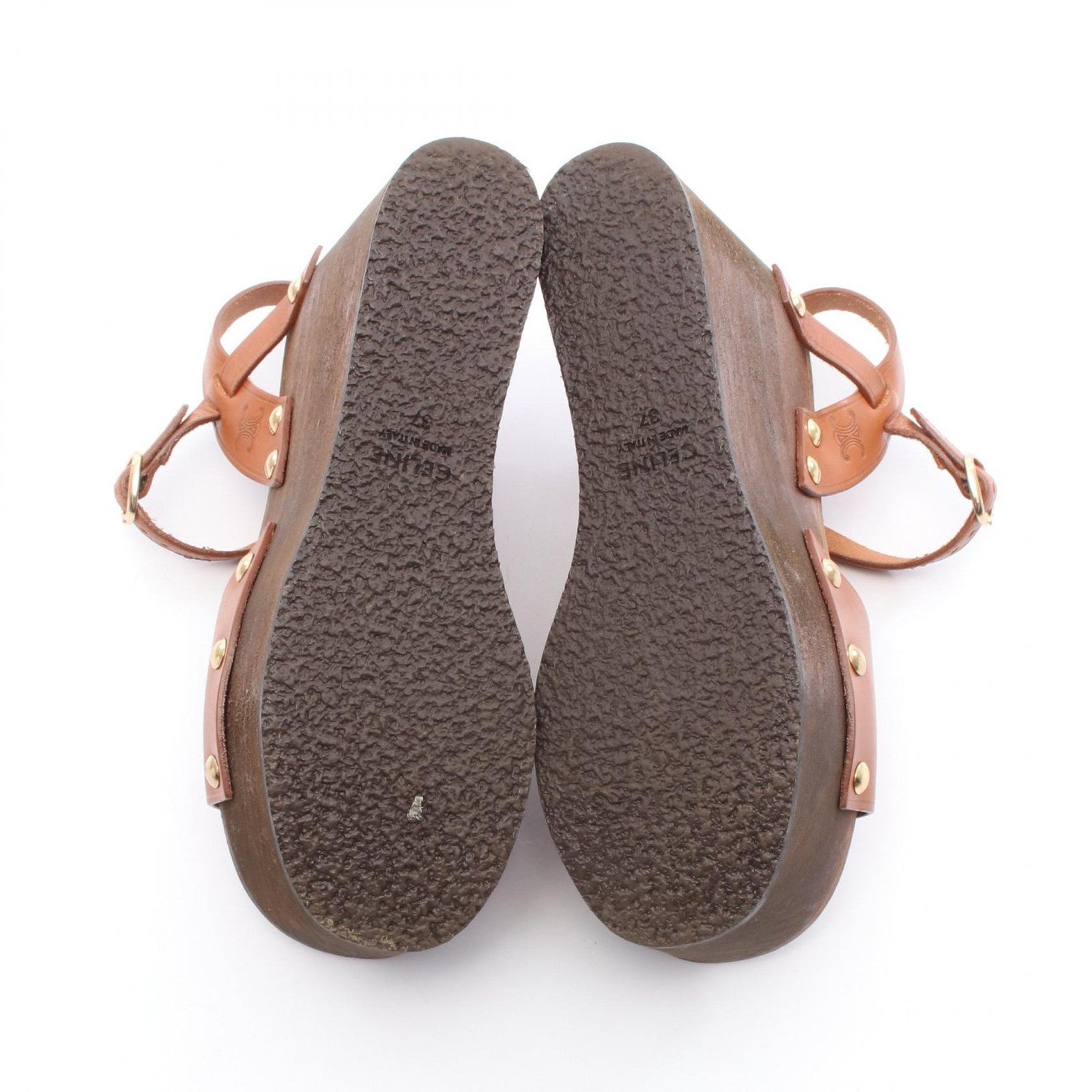Celine Triomphe Platform Sandals - Brown, Leather