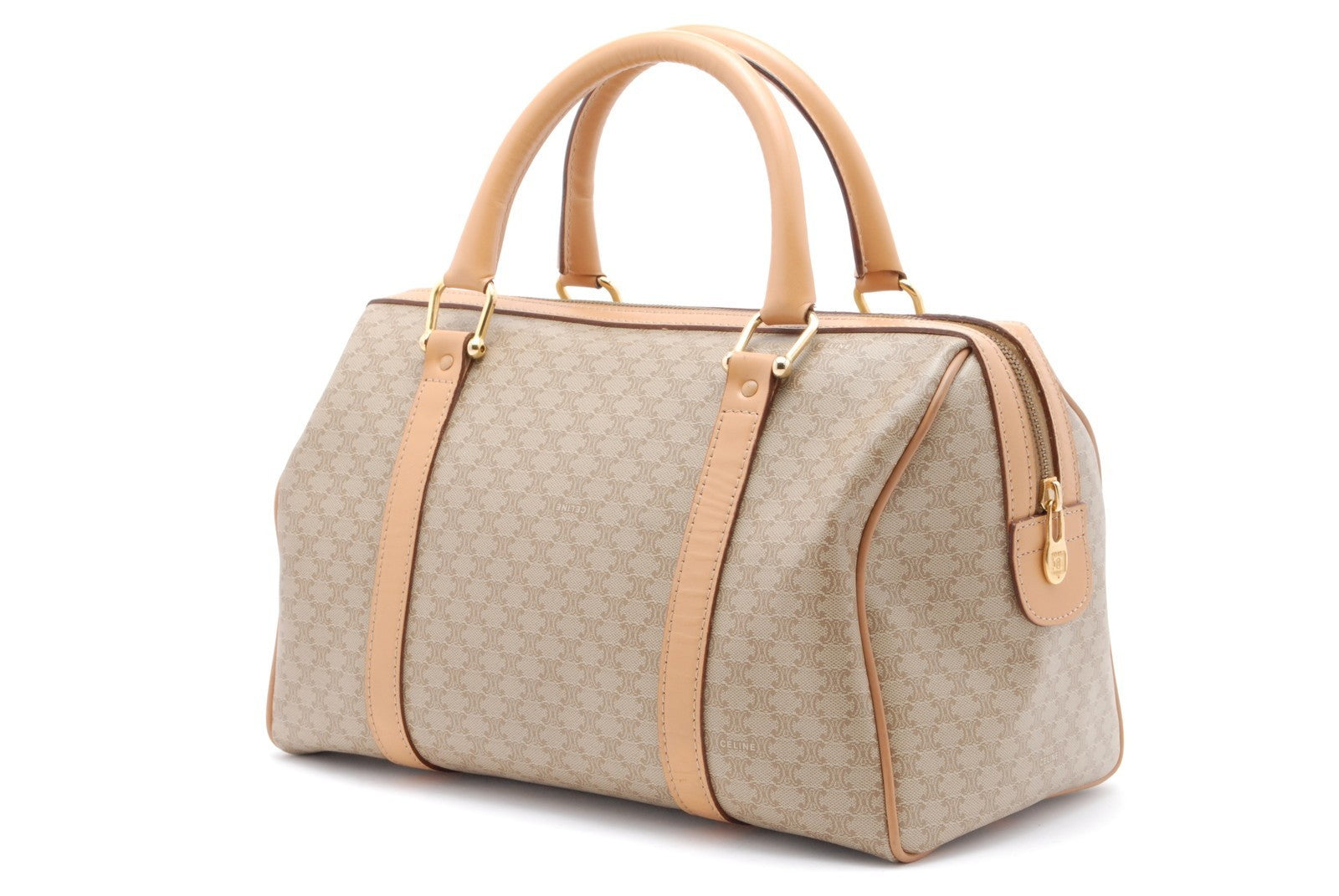 Celine Macadam Boston Bag - Beige, PVC Leather