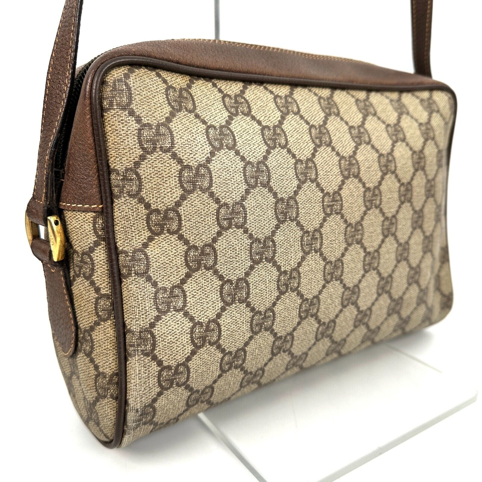 Gucci Sherry Shoulder Bag - Brown, PVC/Leather