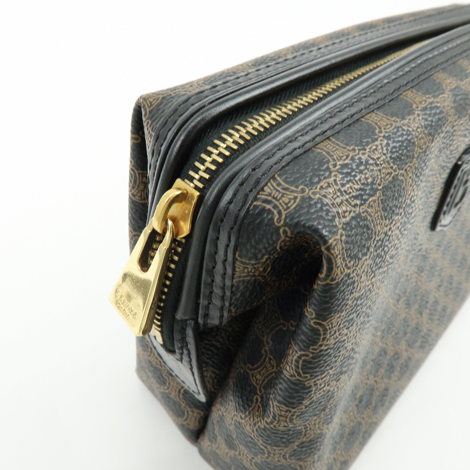 Celine Pouch - Dark Brown, Black, Leather, PVC