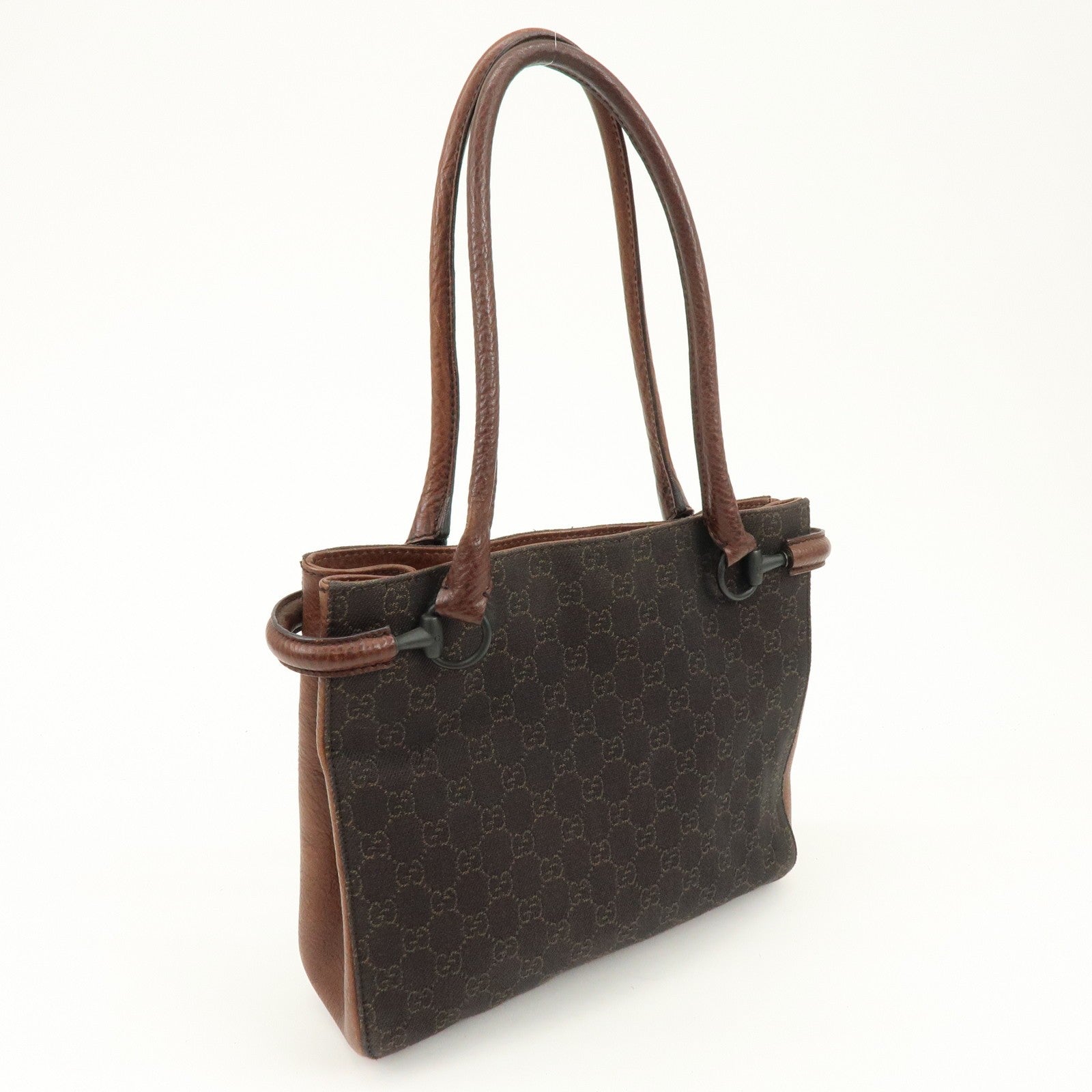 Gucci Denim Tote Bag - Brown, GG Canvas, Leather