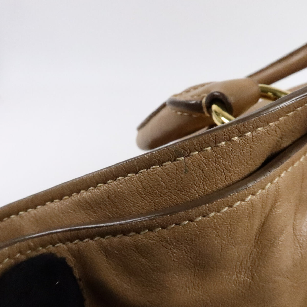 Prada GHW 2 Way Shoulder Bag - Beige, Calfskin Leather