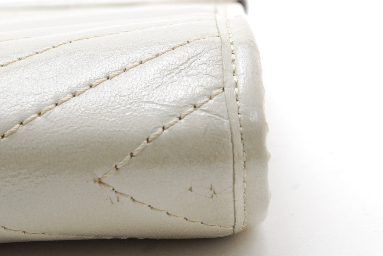 Saint Laurent Yves Saint Laurent Chevron Quilted Clutch Bag - White, Leather