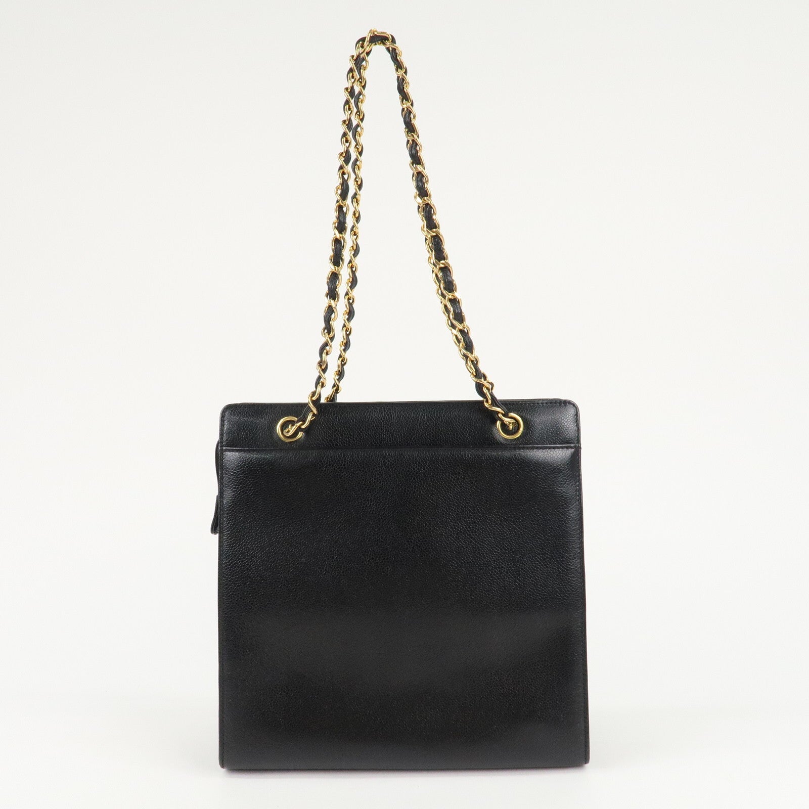 Chanel COCO Mark Caviar Skin Chain Tote Bag - Black/Gold, Caviar Skin