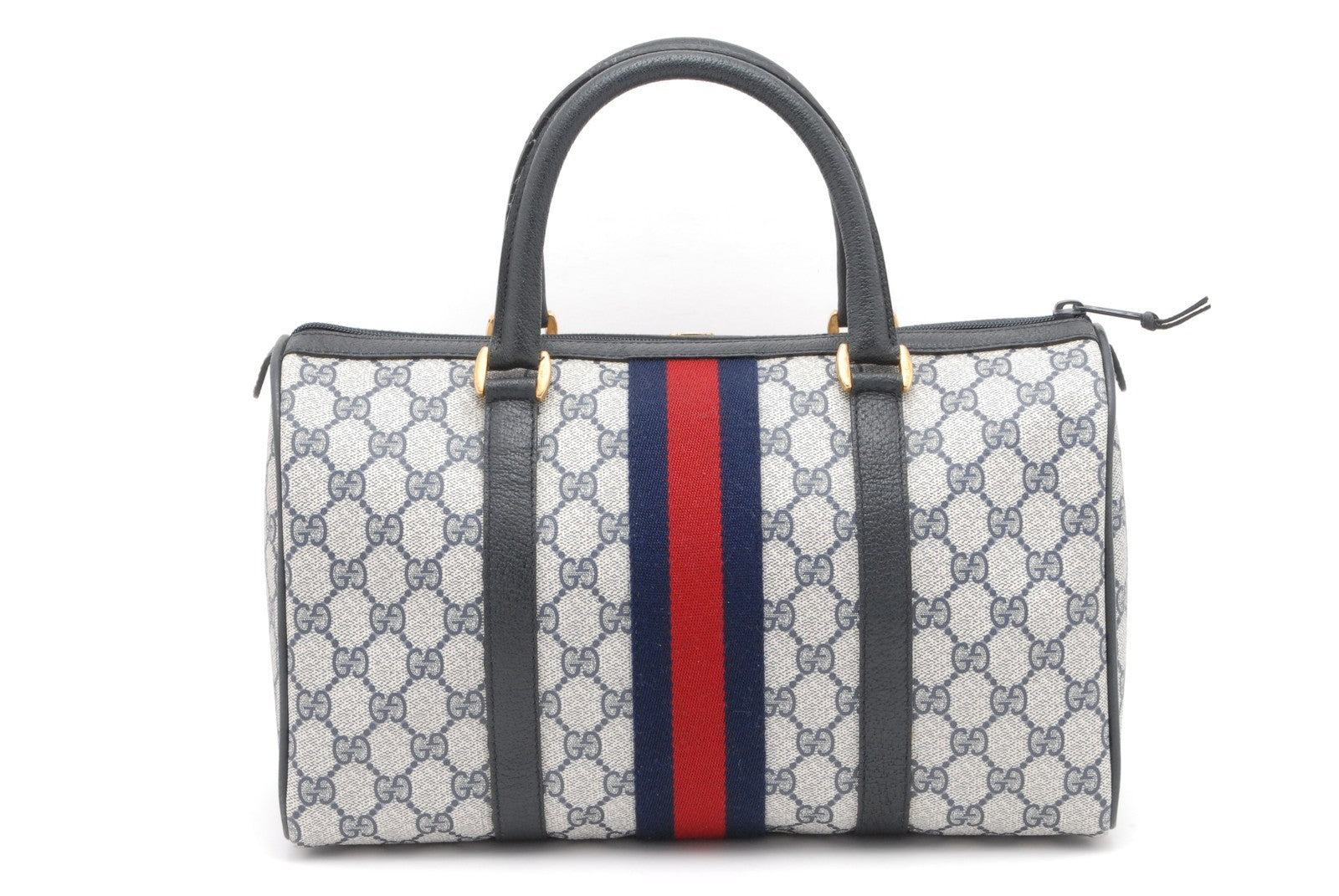 Gucci GG Web Boston Bag - Navy, PVC Leather