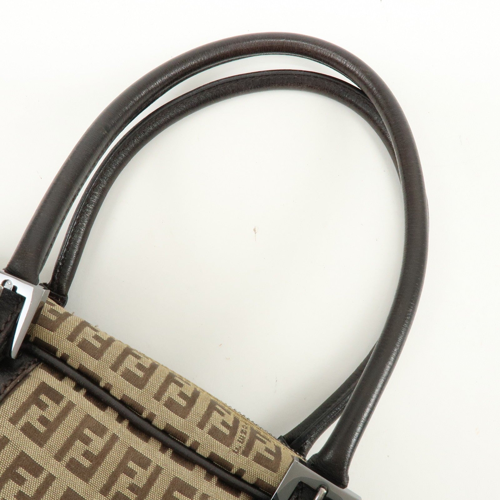 Fendi Zucchino Boston Shoulder Bag - Beige, Canvas Leather