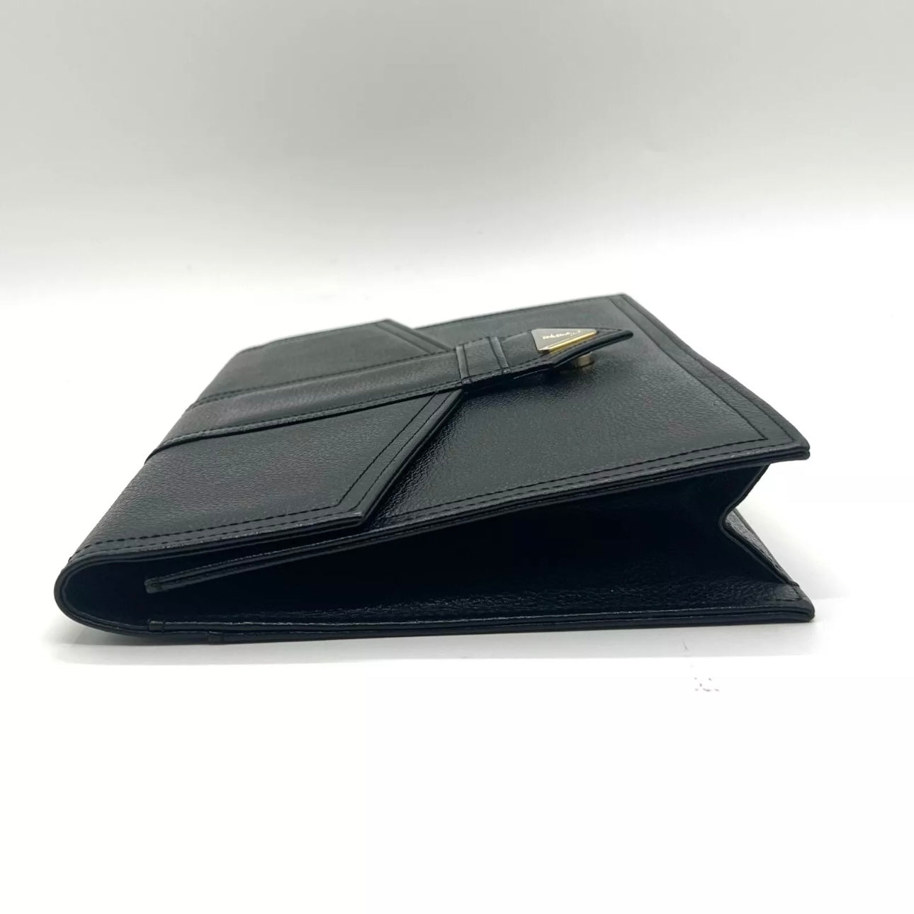 YVES SAINT LAURENT Clutch Bag Leather Black Vintage
