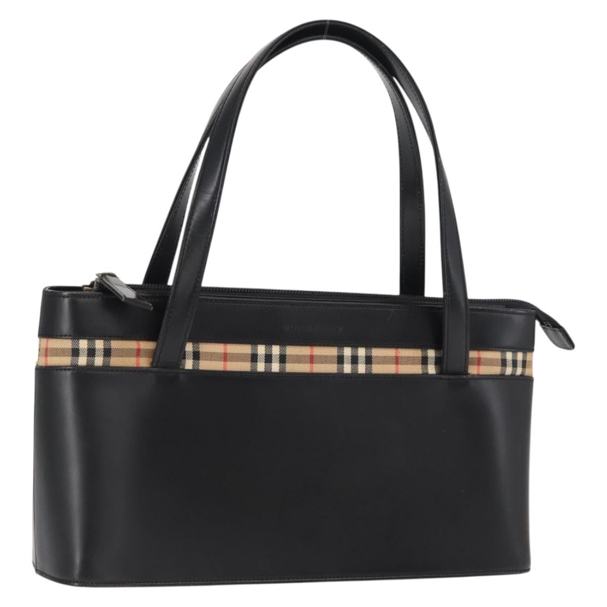 Burberry Nova Check Hand Bag - Black/Silver, Leather