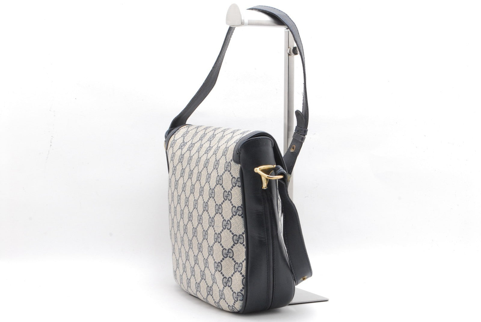 Gucci GG Supreme Horsebit Shoulder Bag - Navy, PVC Leather