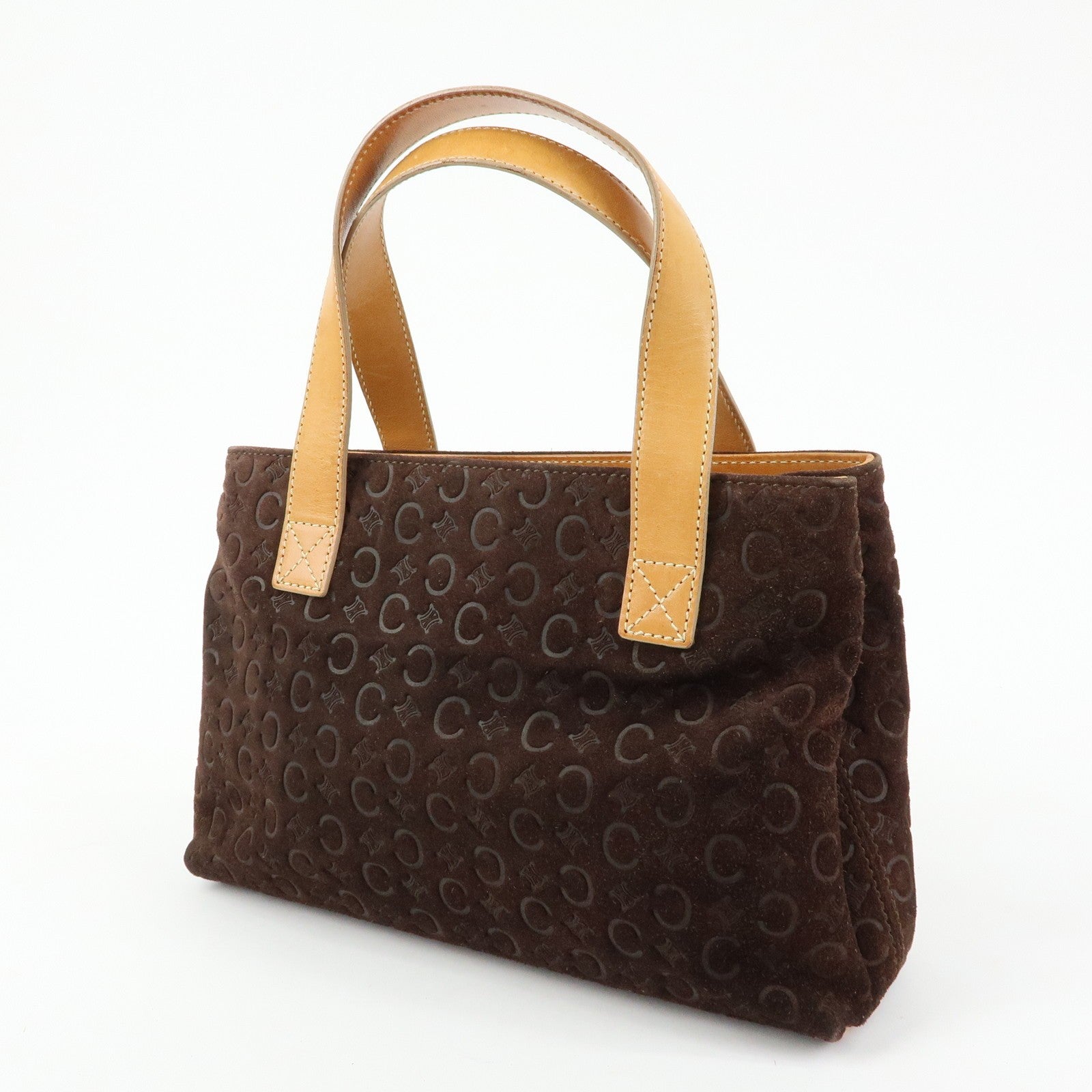 Celine C Macadam Hand Bag - Dark Brown, Suede Leather
