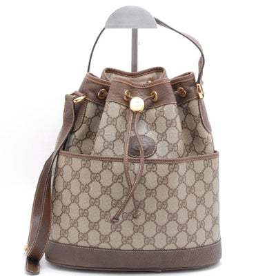 Gucci GG Supreme Drawstring Bag Shoulder Bag - Brown, PVC Leather