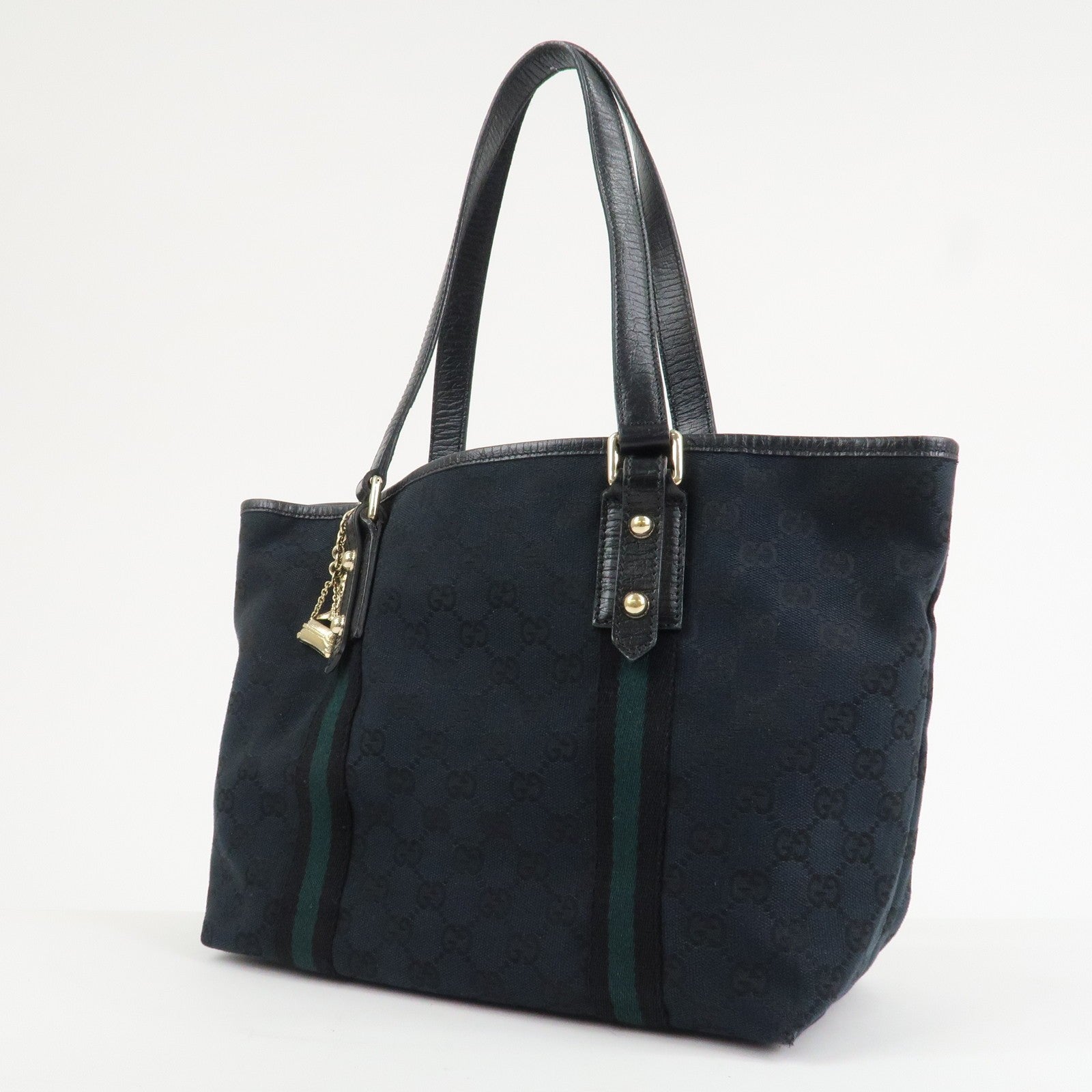 Gucci Tote Shoulder Bag - Black, Canvas Leather