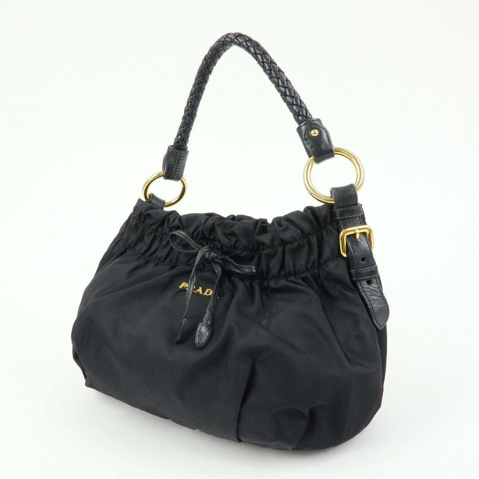 Prada Ribbon Shoulder Bag - Black, Nylon and Leather