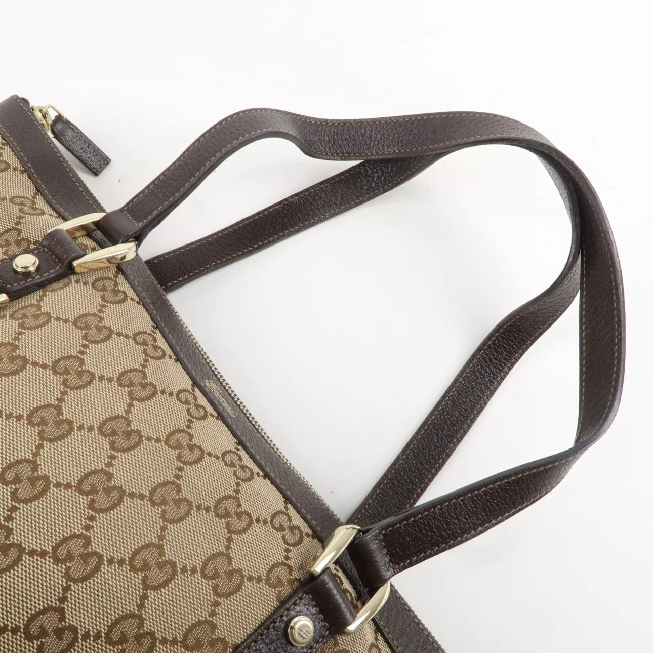 Gucci Abbey GG Canvas Leather Tote Bag