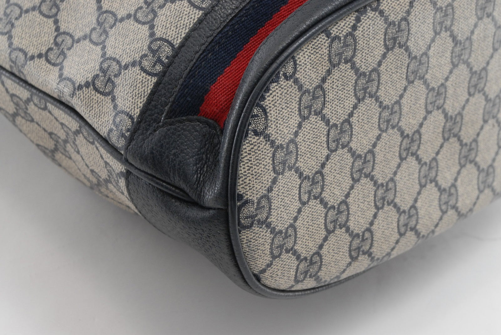 Gucci Vintage GG Sherry Line Drawstring Shoulder Bag - Navy, PVC Leather