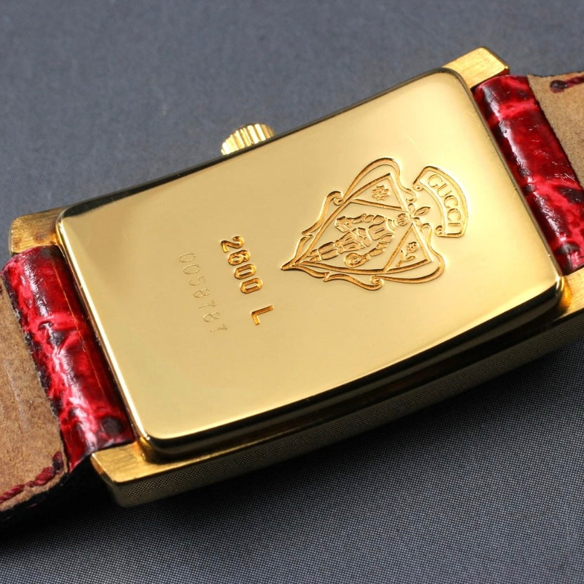 Vintage GUCCI 2600L 19mm Red Gold Quartz Women's Watch