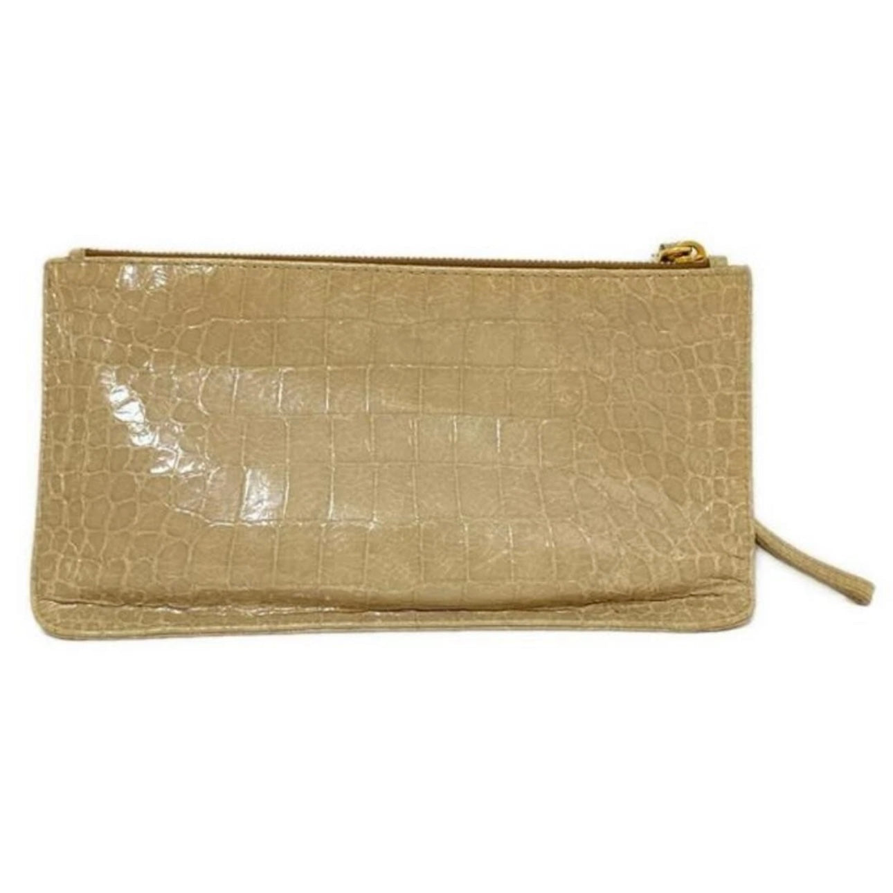 Miu Miu Beige Embossed Croco Leather Clutch