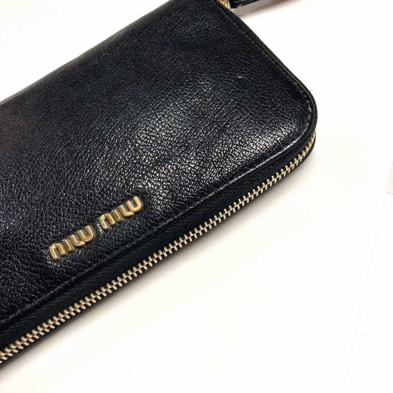 MIU MIU VINTAGE ZIP AROUND EMBOSSED LEATHER LONG WALLET
