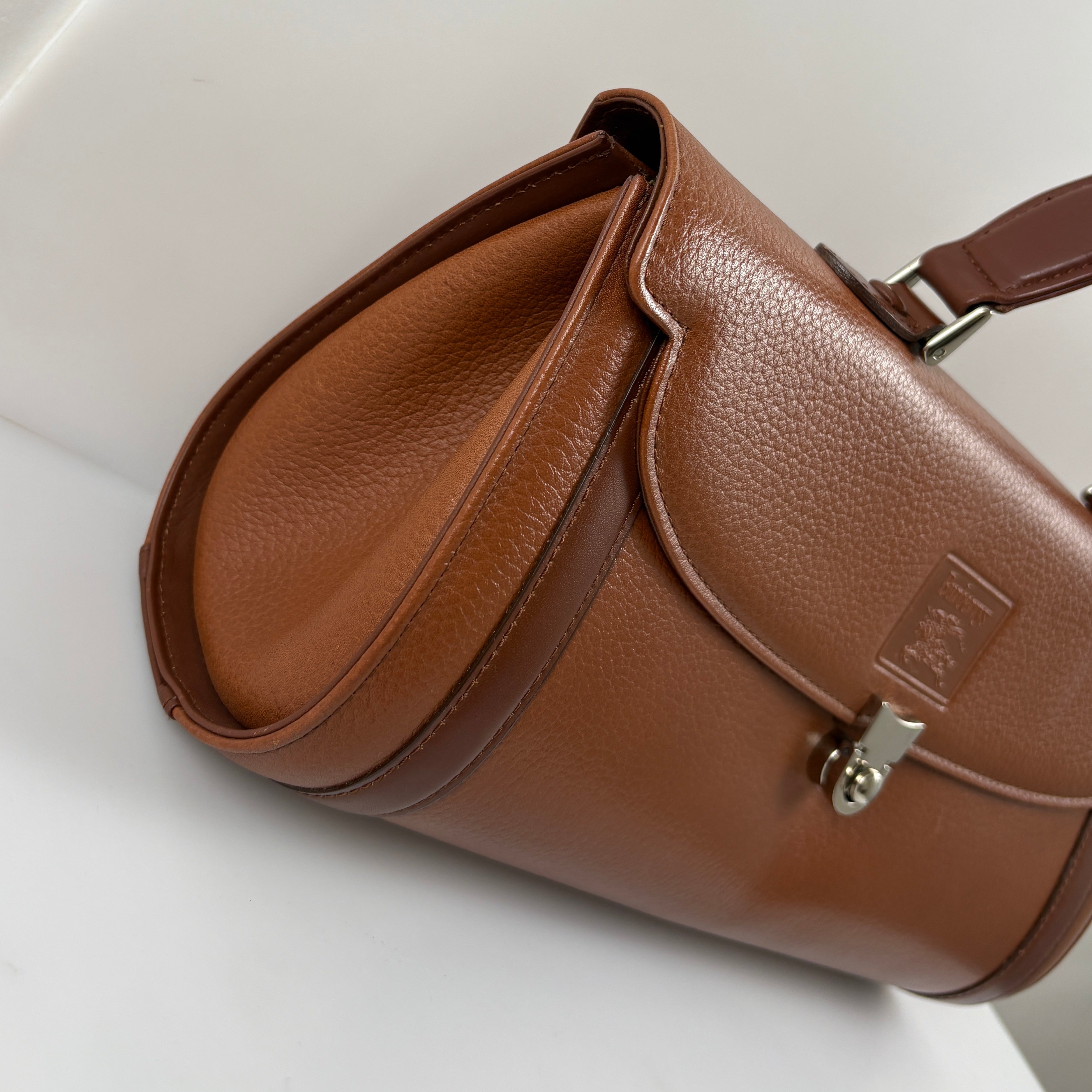 Burberry Vintage Top Handle Handbag - Brown, Leather