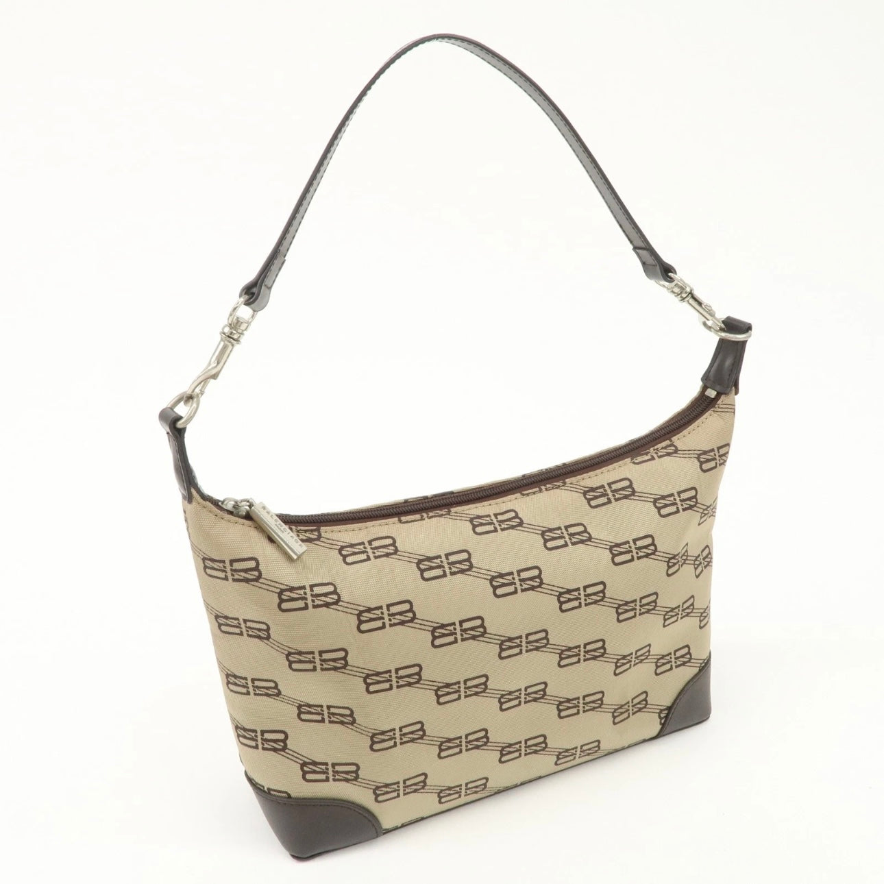 BALENCIAGA Leather Canvas Shoulder Bag