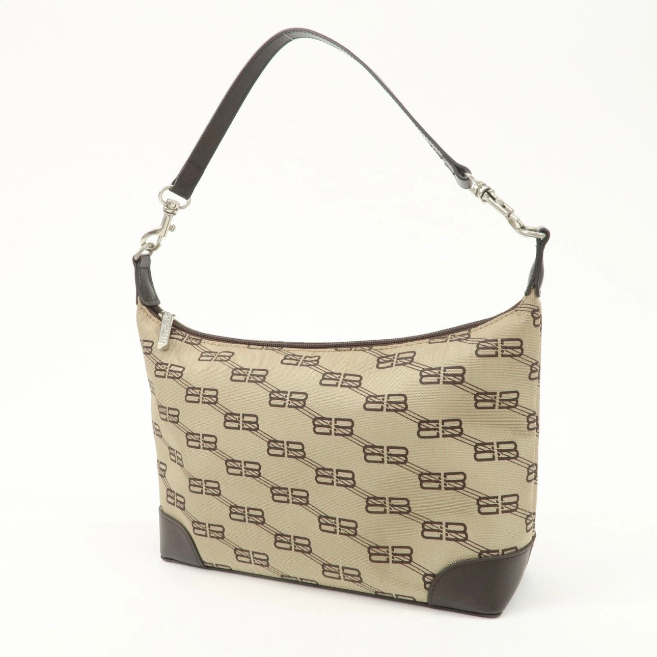 BALENCIAGA Leather Canvas Shoulder Bag