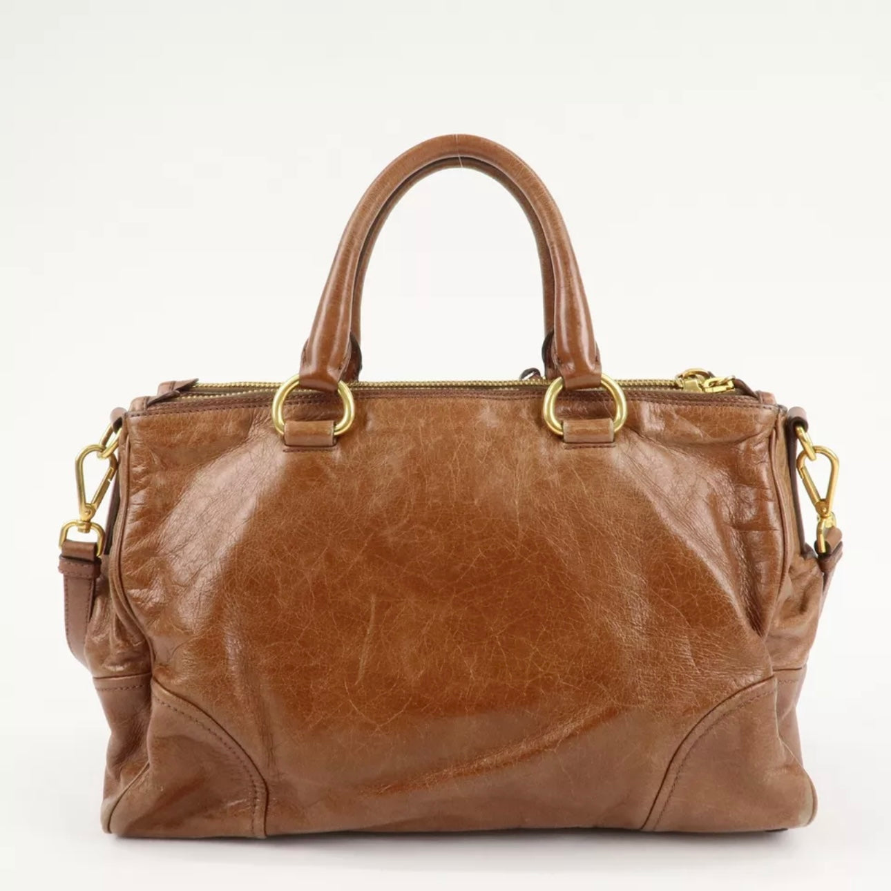 PRADA Leather Shoulder & Hand Bag Brown