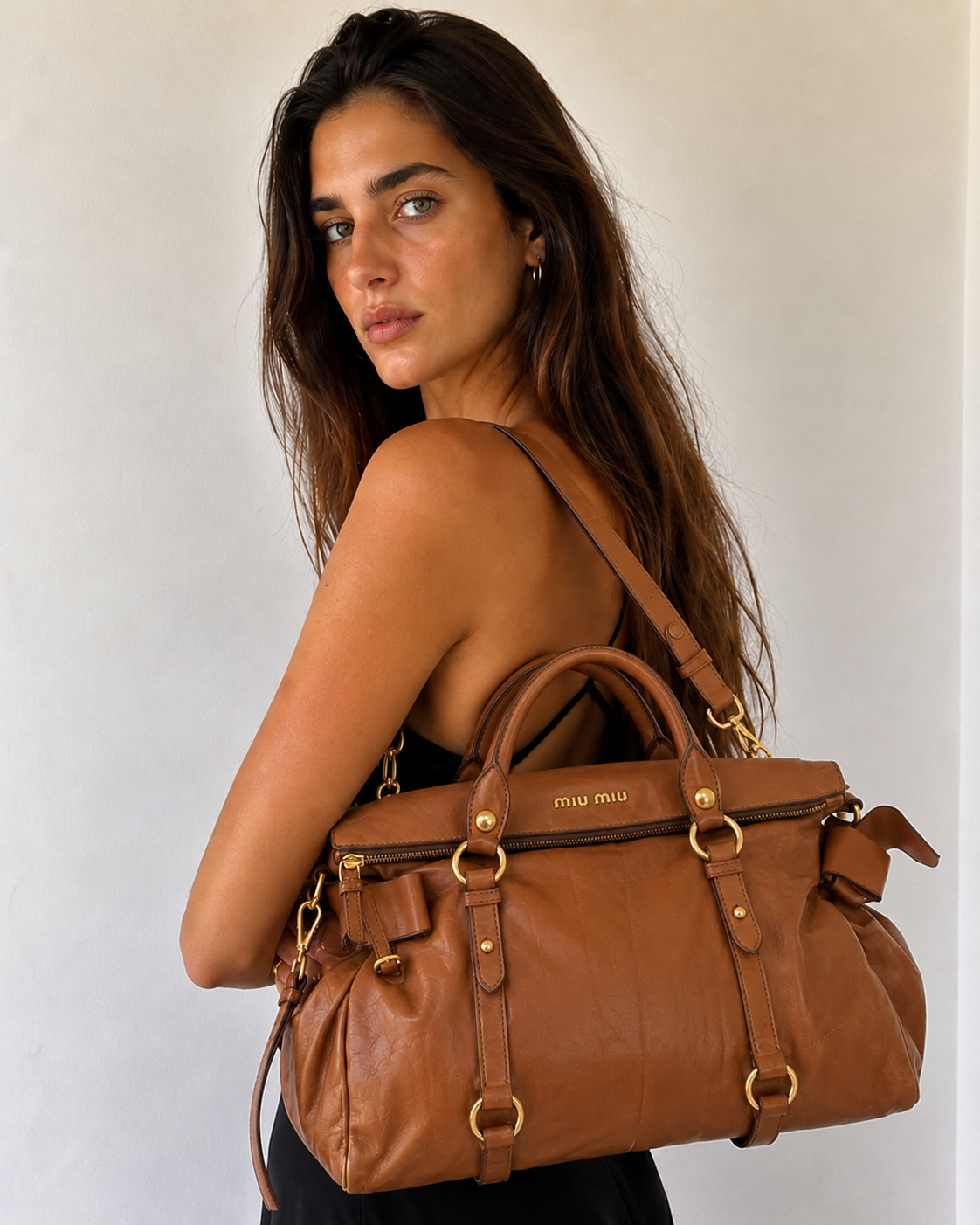 Miu Miu Miu Vitello Handbag - Brown, Leather