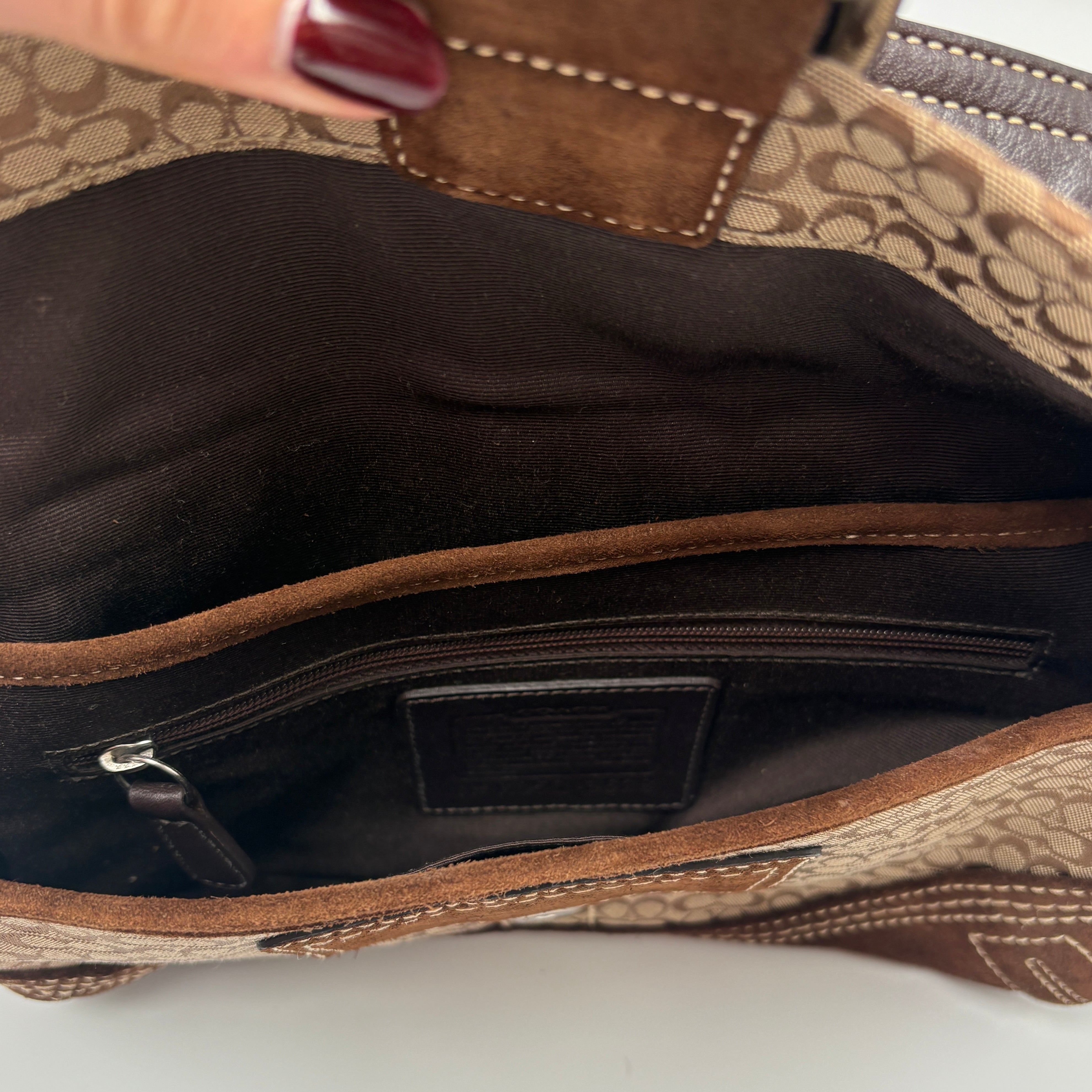 COACH SIGNATURE SUEDE BAG