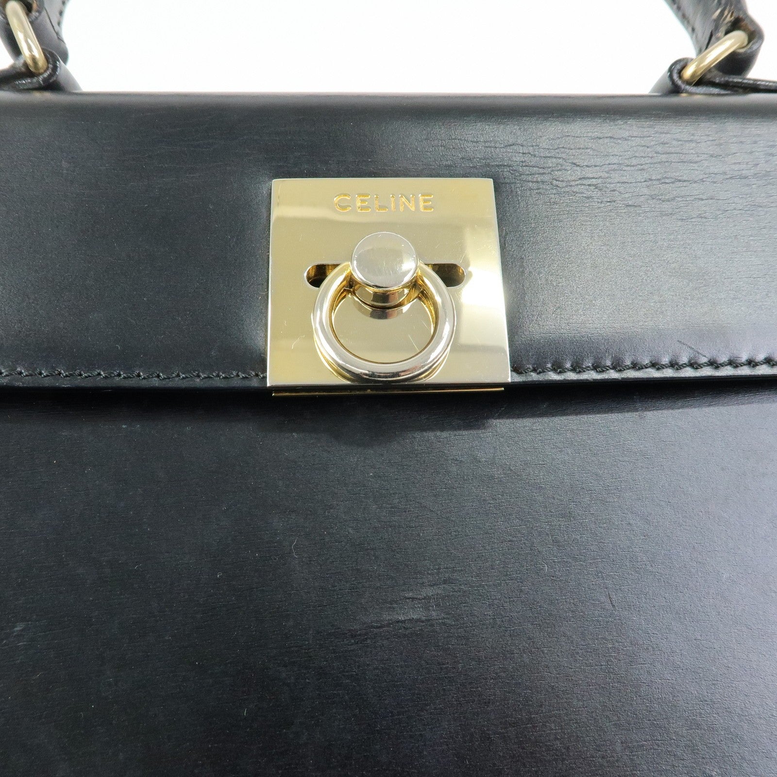 Celine Top Handle 2Way Hand Bag - Black, Leather