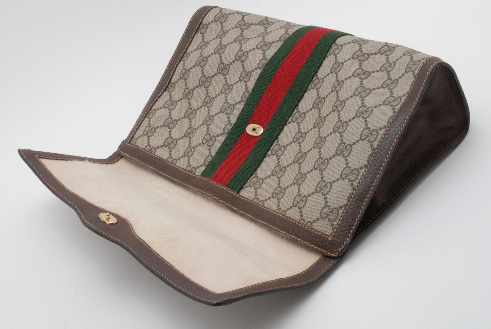 Gucci GG Supreme Web Clutch - Beige, PVC Leather