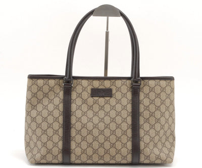 Gucci GG Supreme Tote Bag - Beige Brown, PVC Leather