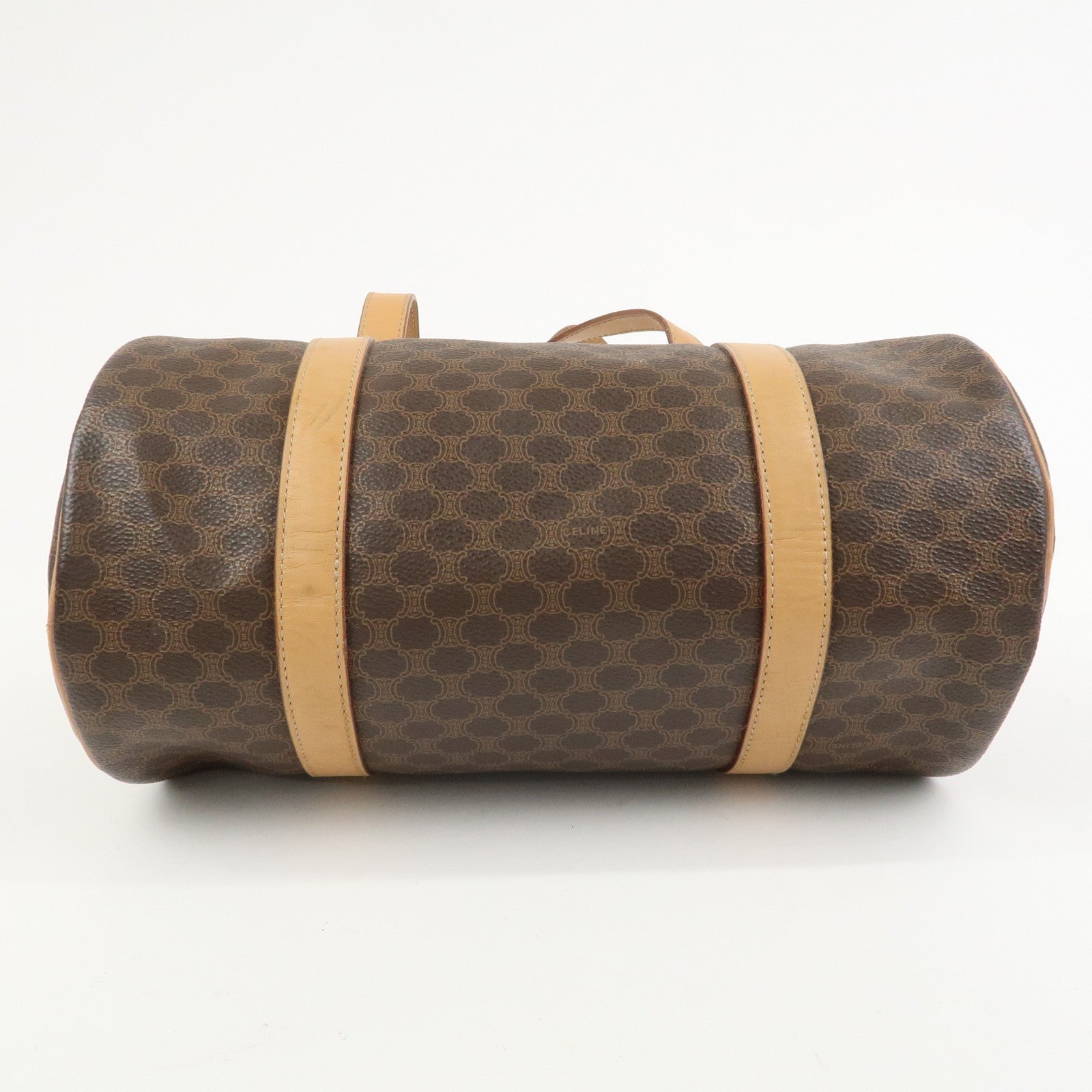 Celine Macadam Canvas Leather Boston Bag - Brown, PVC Coating Canvas, Leather