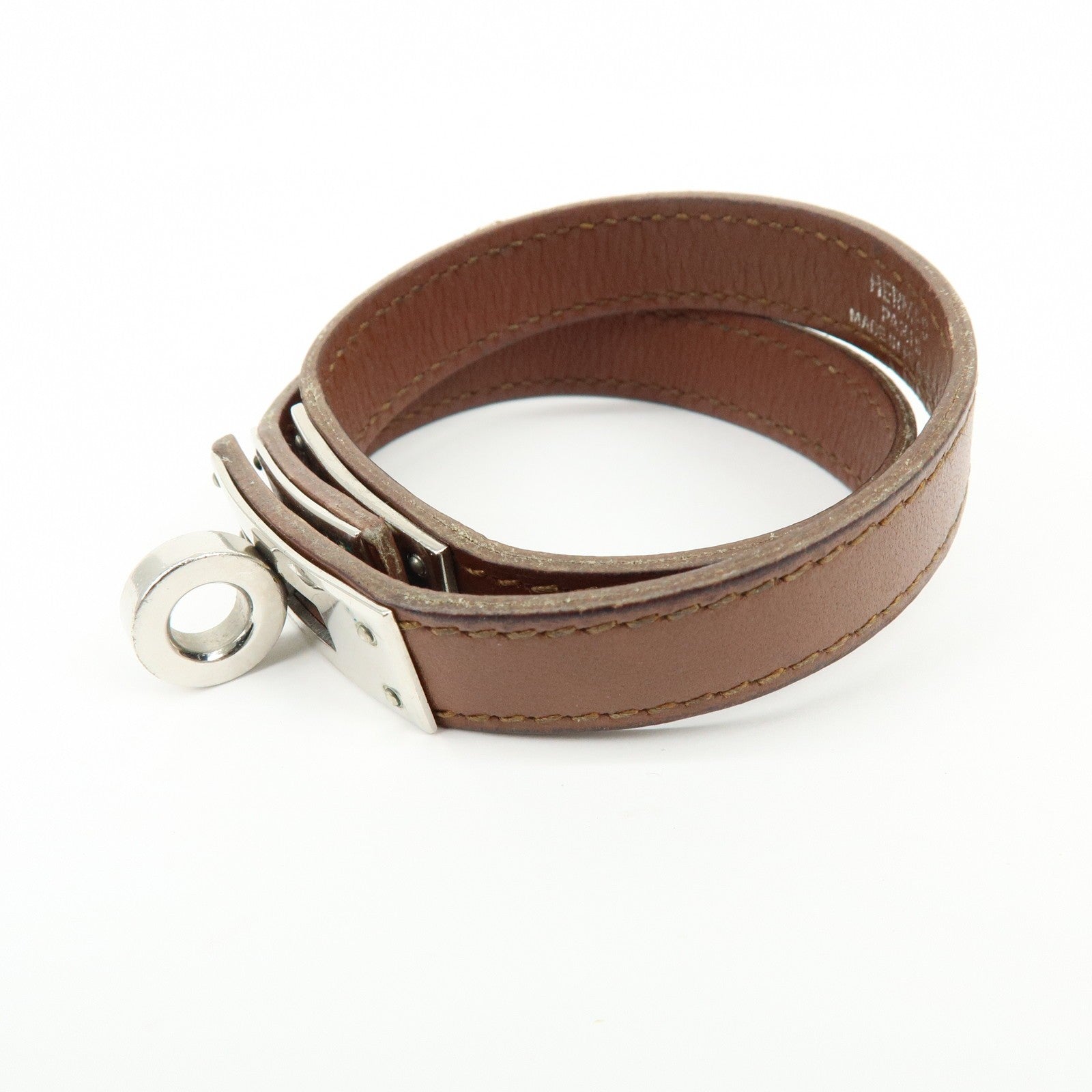 Hermès Kelly Double Tour Bracelet - Brown, Silver, Leather