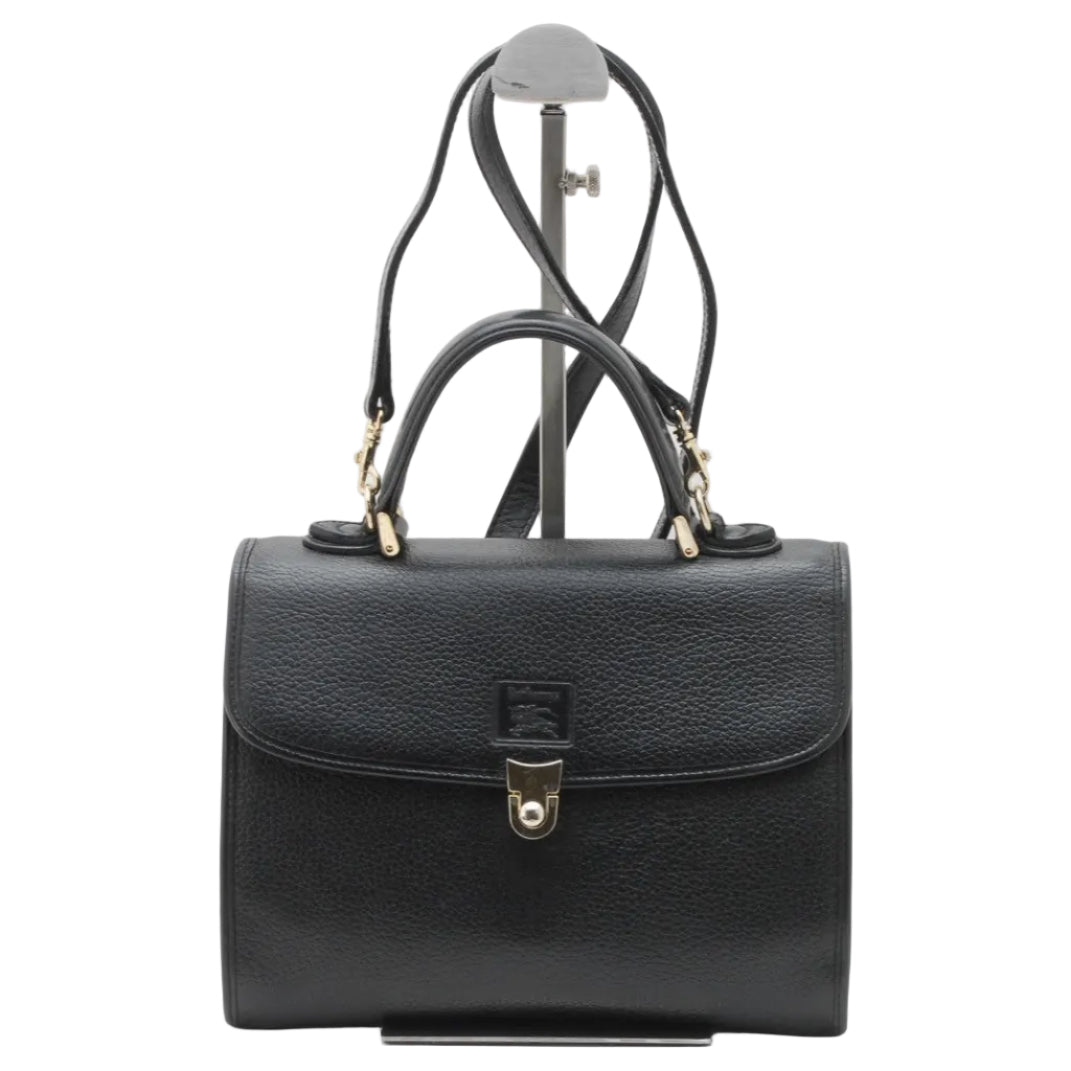 Burberry Nova Check Vintage Hand Tote Shoulder 2way Bag - Black, Leather