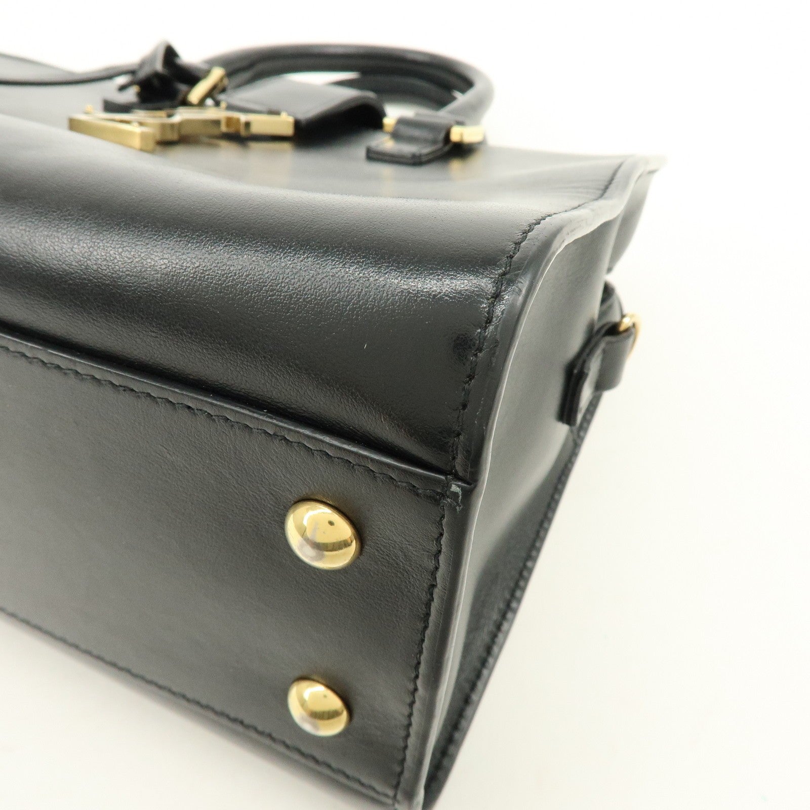 Saint Laurent Paris Baby Cabas Cassandra Hand Bag - Black, Leather