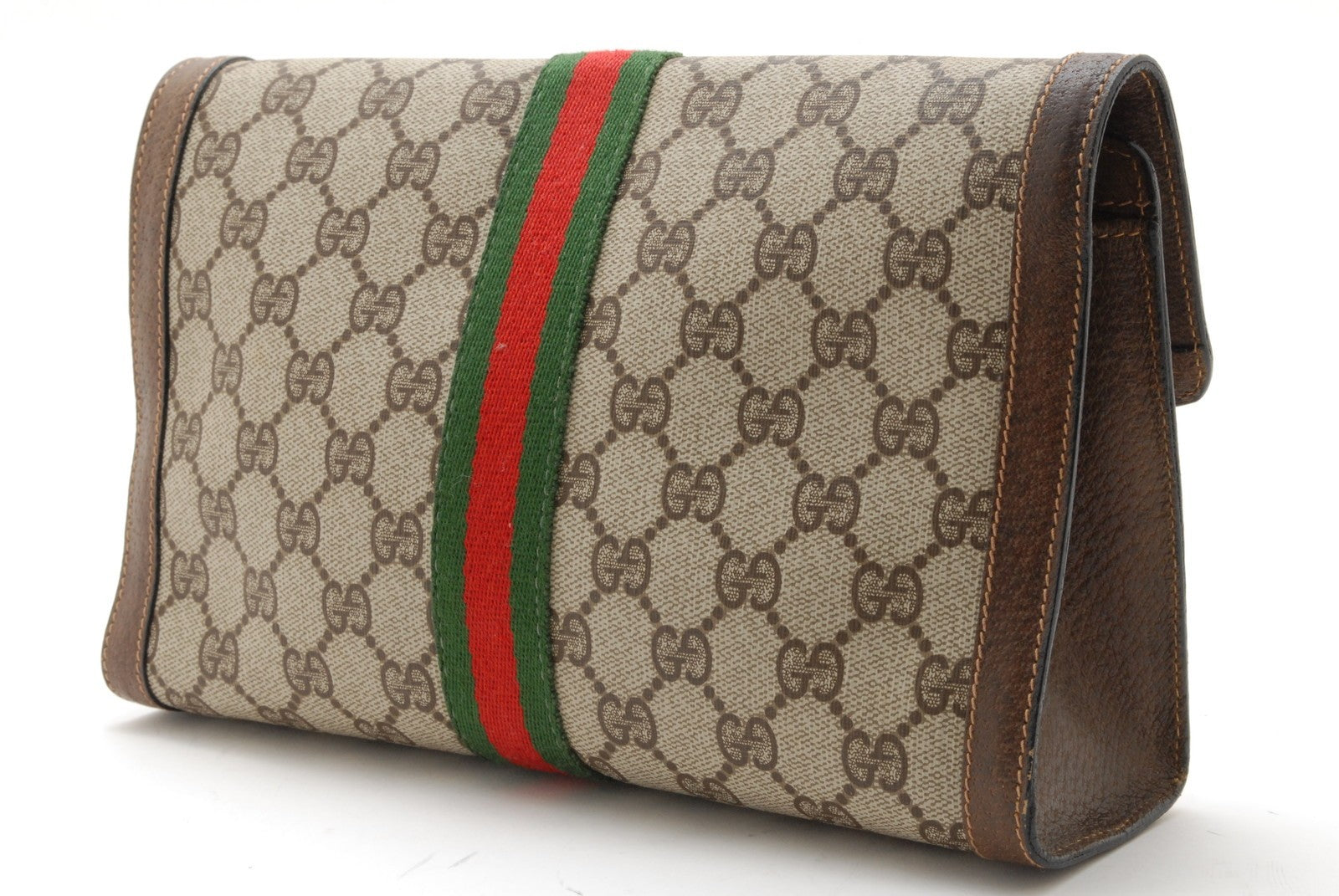 Gucci Sherry Clutch Bag - Beige Brown, PVC Leather