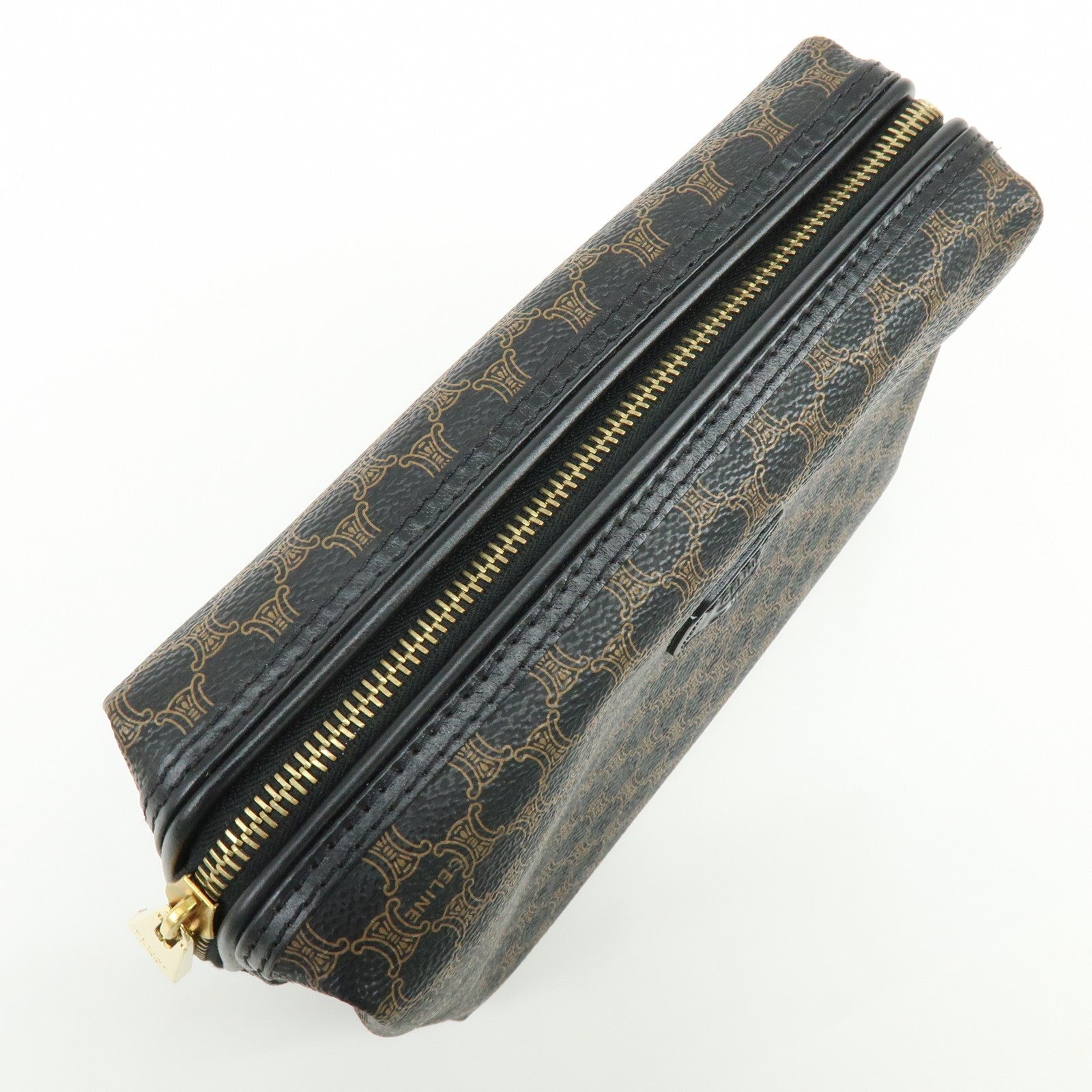 Celine Pouch - Dark Brown, Black, Leather, PVC