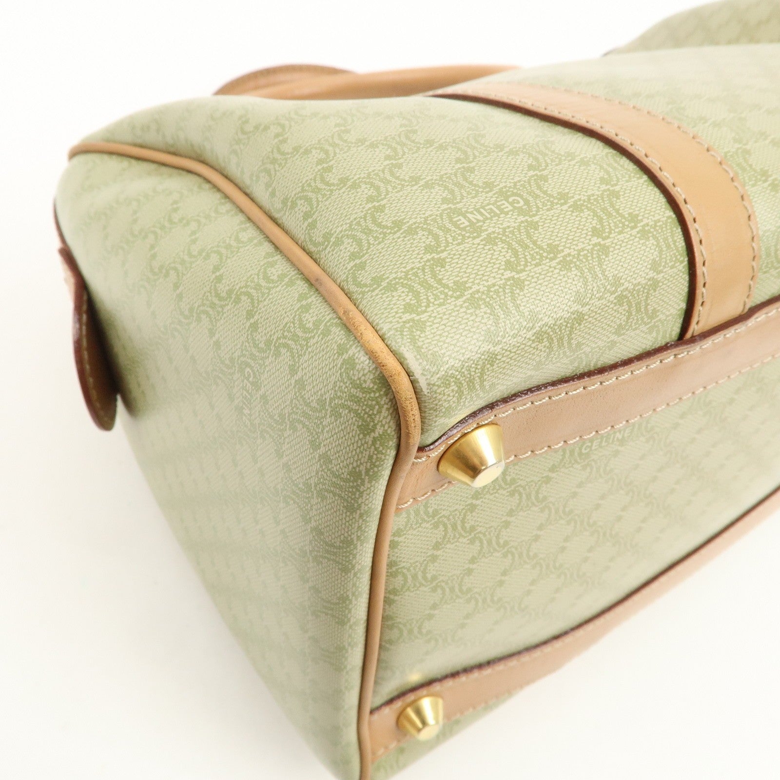 Celine Macadam Logo Boston Hand Bag - Beige, PVC