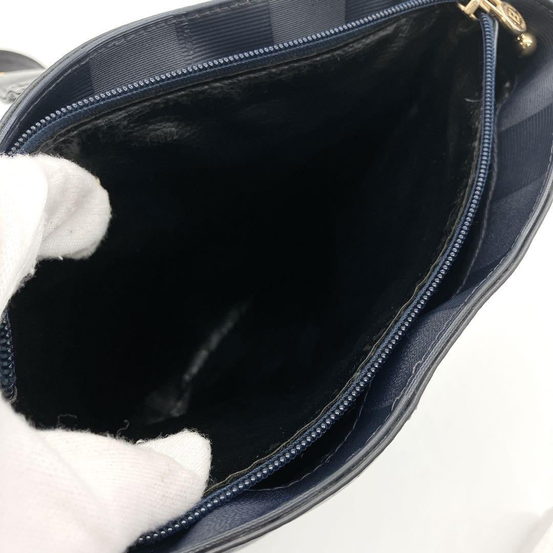 Fendi Pecan Pattern Shoulder Bag - Black x Navy, PVC Leather